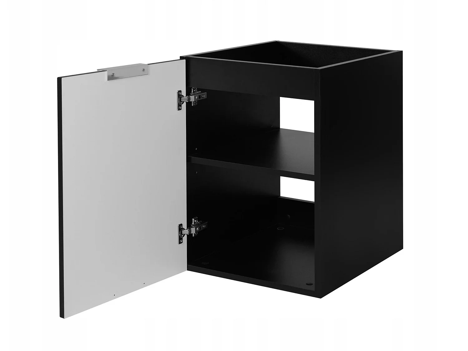 Wastafelmeubel 120cm - Geribbeld Zwart - Wit blad & plank – RODAN