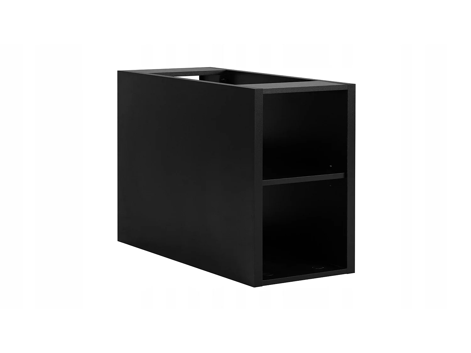 Waschbeckenunterschrank 160cm - Geriffelt Weiß - schwarze Platte & Regal – RODAN