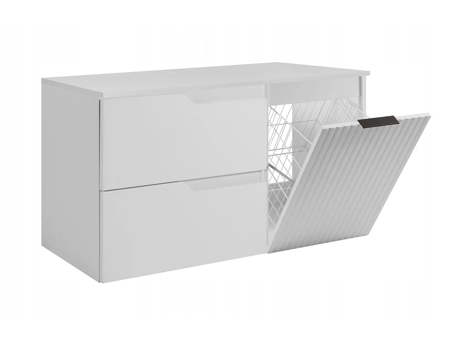 Meuble sous vasque 100cm - avec plan & panier à linge - Blanc Mat – RODAN