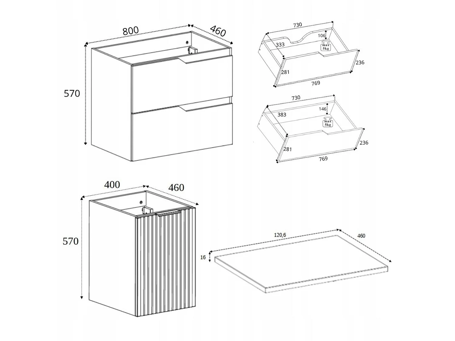 Meuble sous vasque 120cm - avec plan & panier à linge - Cachemire Mat – RODAN