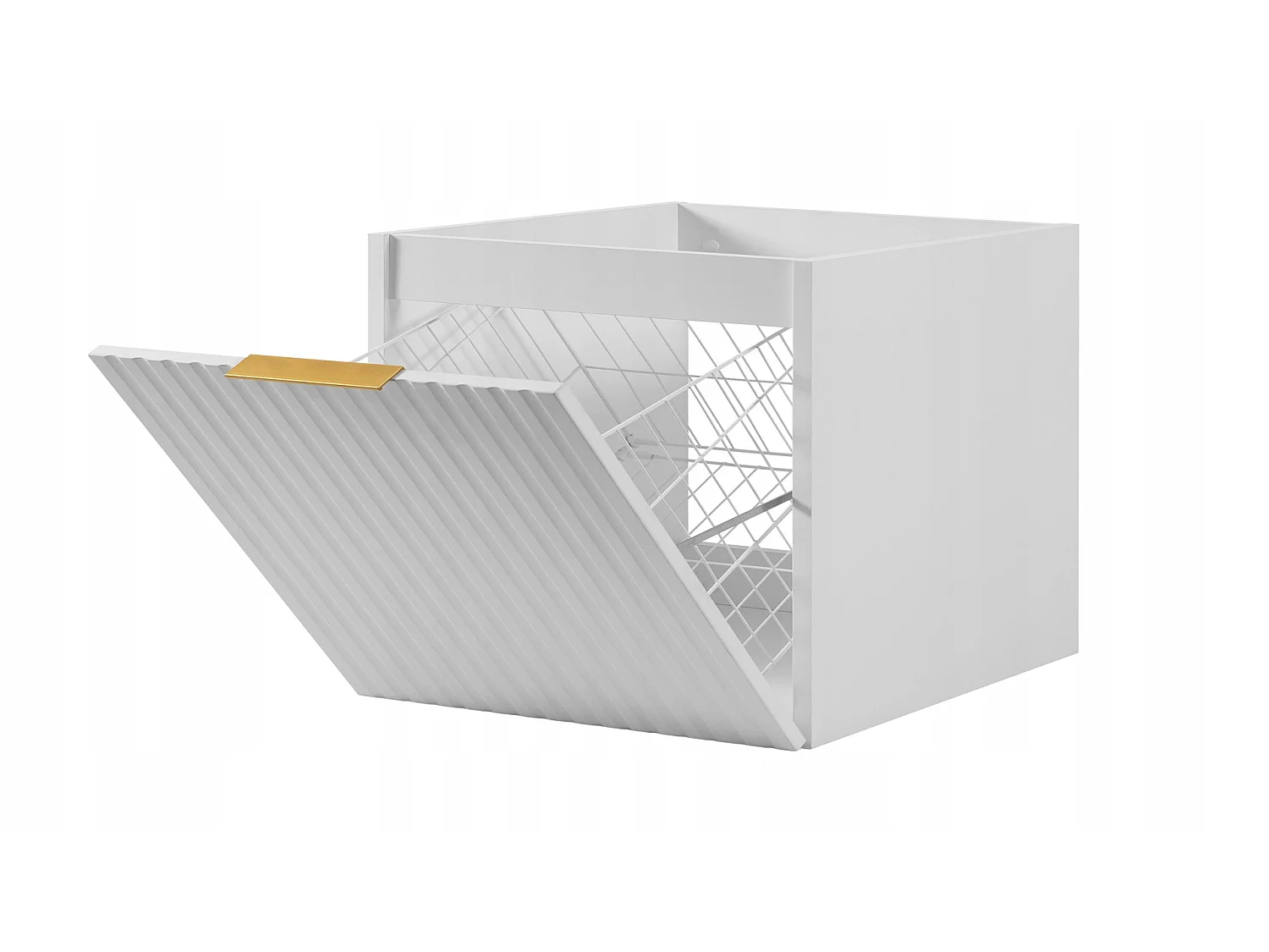 Waschbeckenunterschrank 160cm - mit Platte & Wäschekorb - Kaschmir-Weiß – RODAN