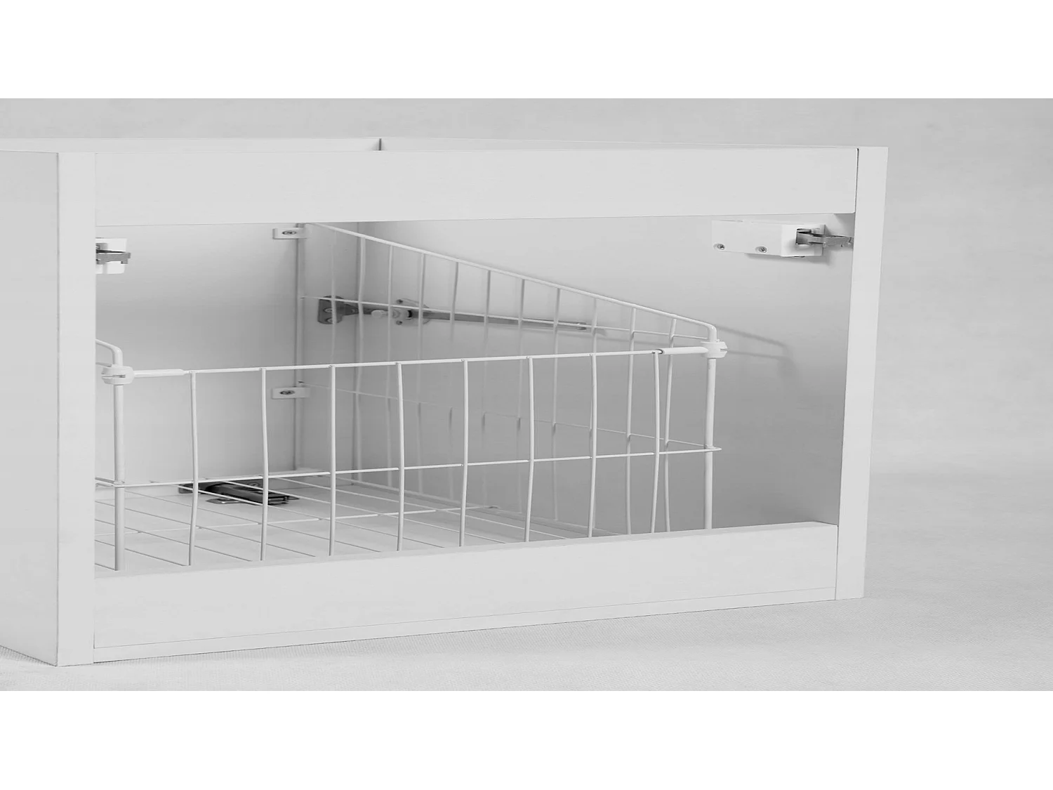 Waschbeckenunterschrank 160cm - mit Platte & Wäschekorb - Kaschmir-Weiß – RODAN