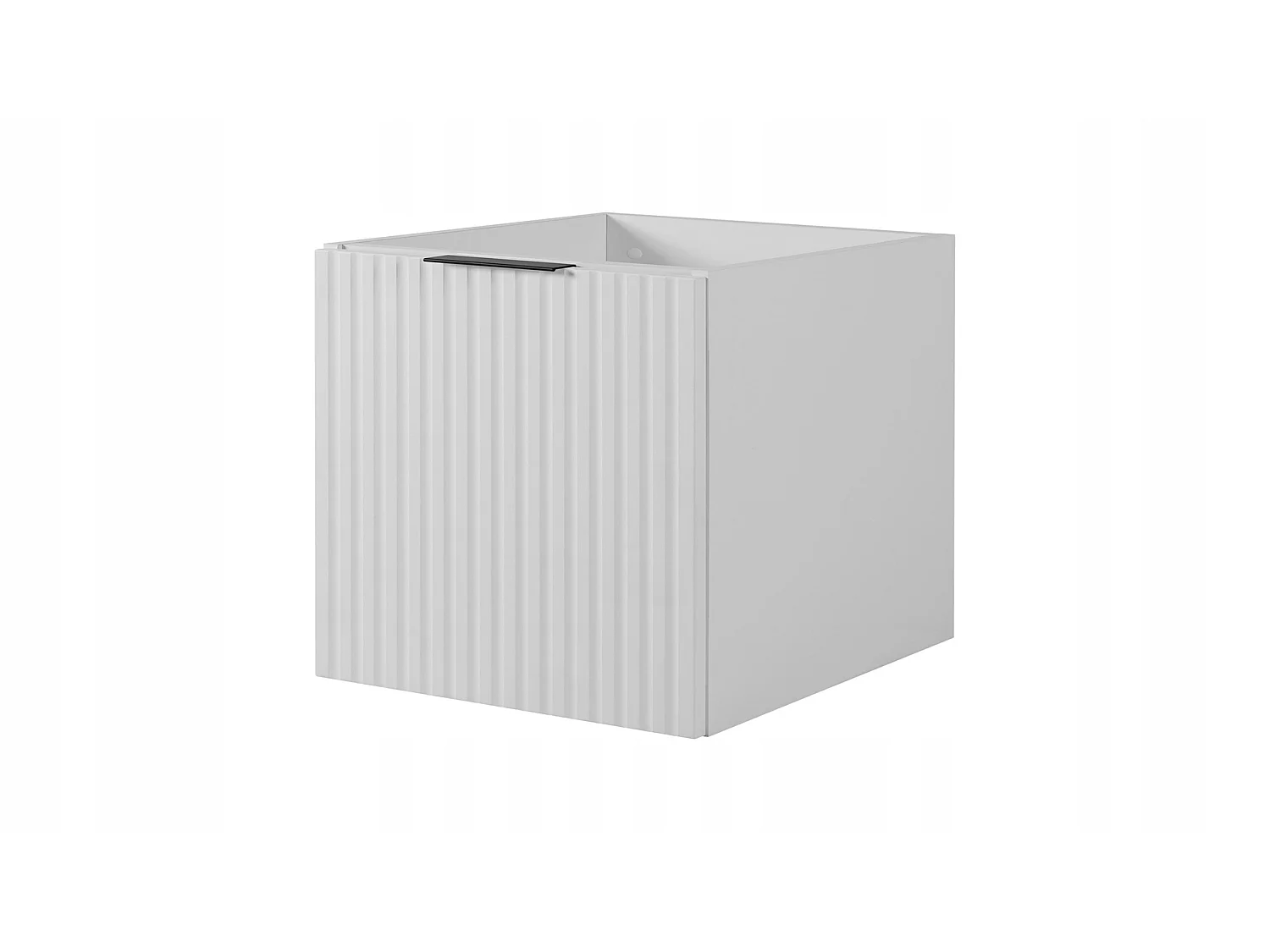 Waschbeckenunterschrank 100cm - Hängend - Geriffelt Weiß - schwarze Platte – RODAN