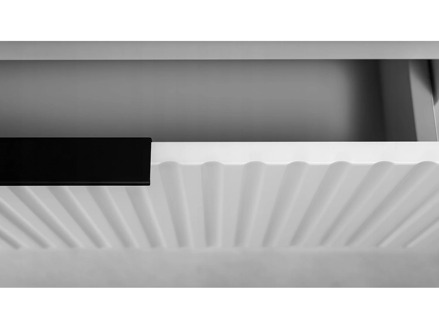 Waschbeckenunterschrank 100cm - Hängend - Geriffelt Weiß - schwarze Platte – RODAN