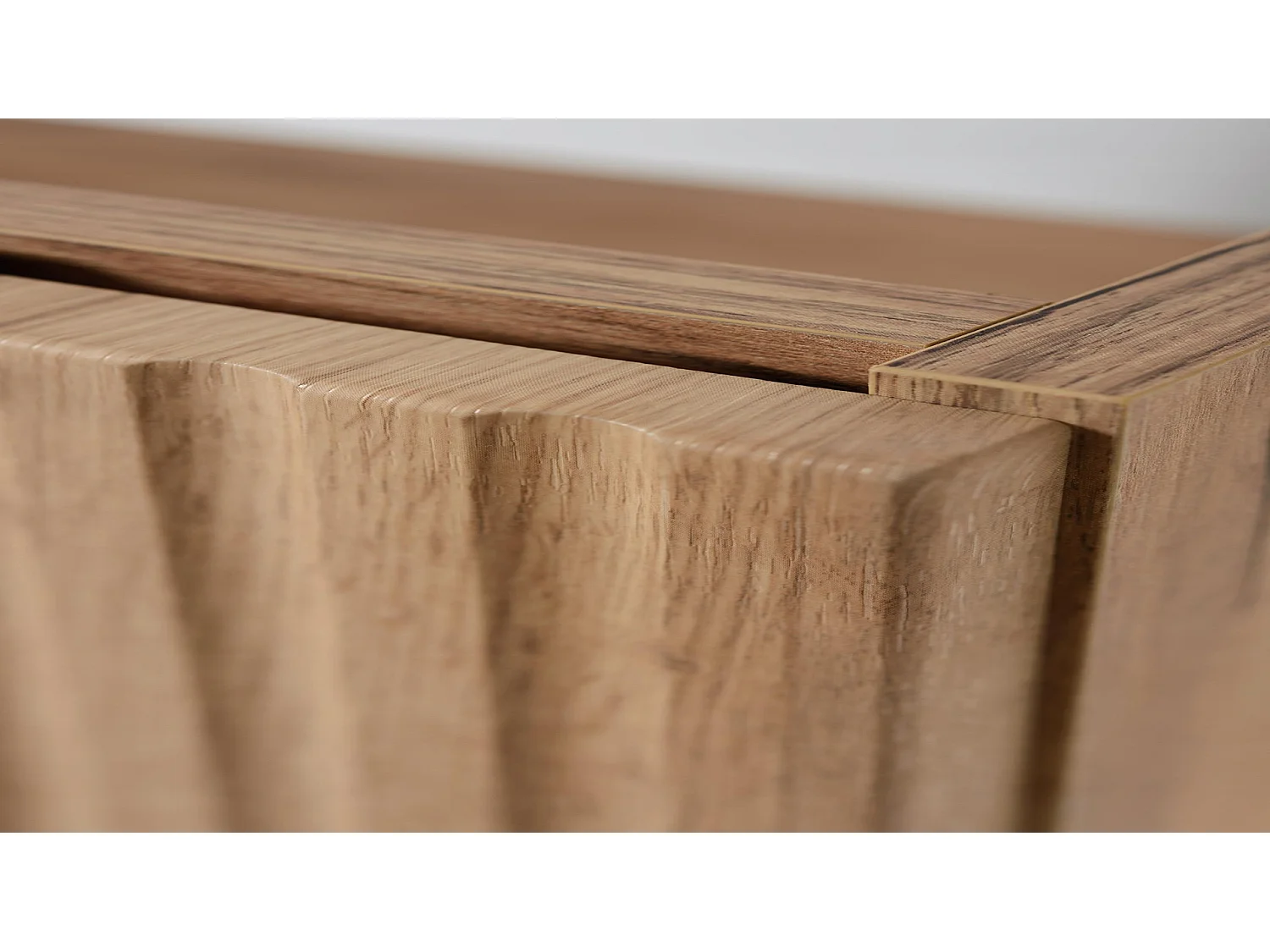 Waschbeckenunterschrank 160cm - Hängend - Geriffelt Braun mit Platte - 3 Griffe – RODAN