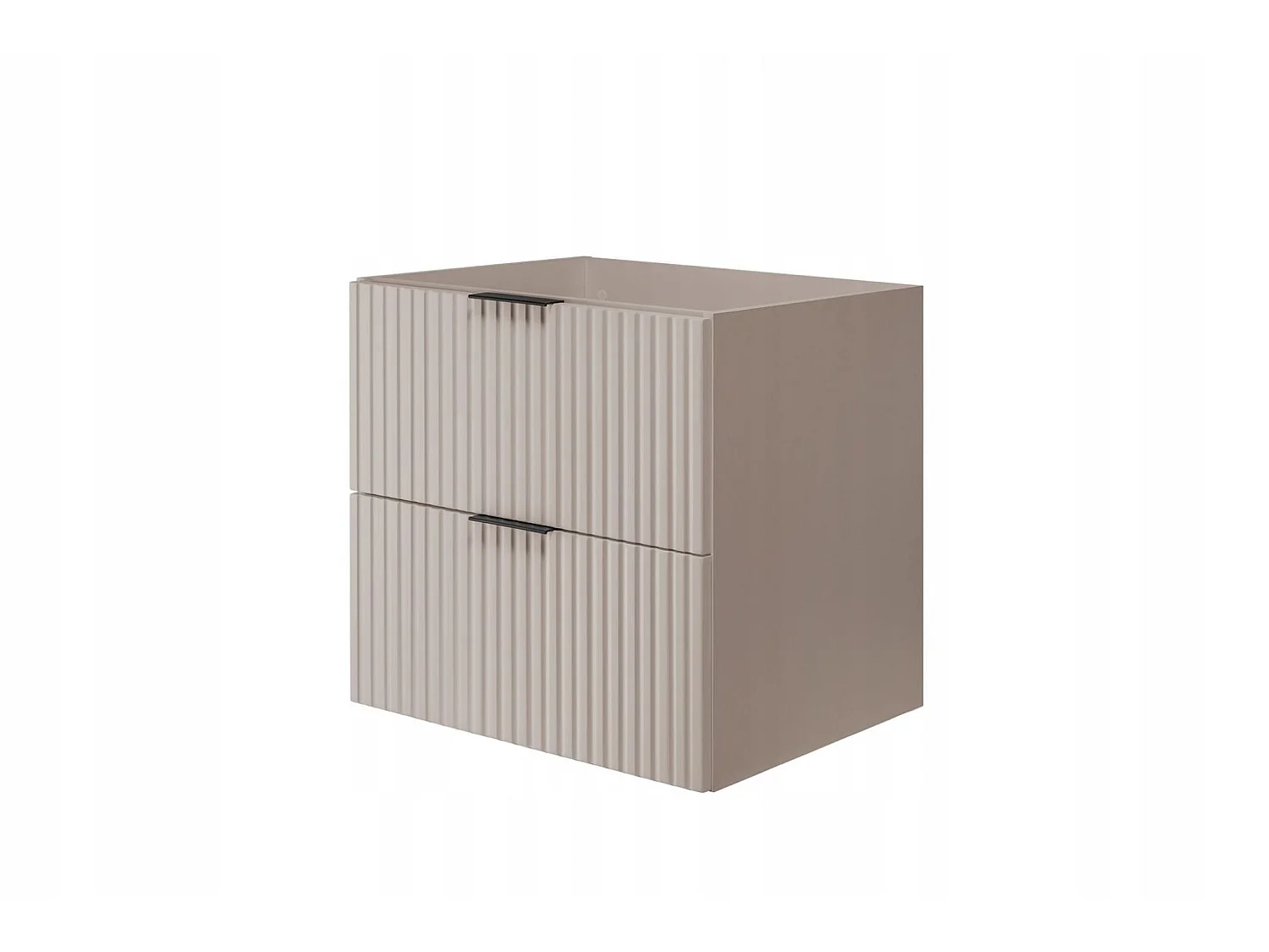 Mueble bajo lavabo 160cm - Estriado Beige - encimera y estante Roble – RODAN
