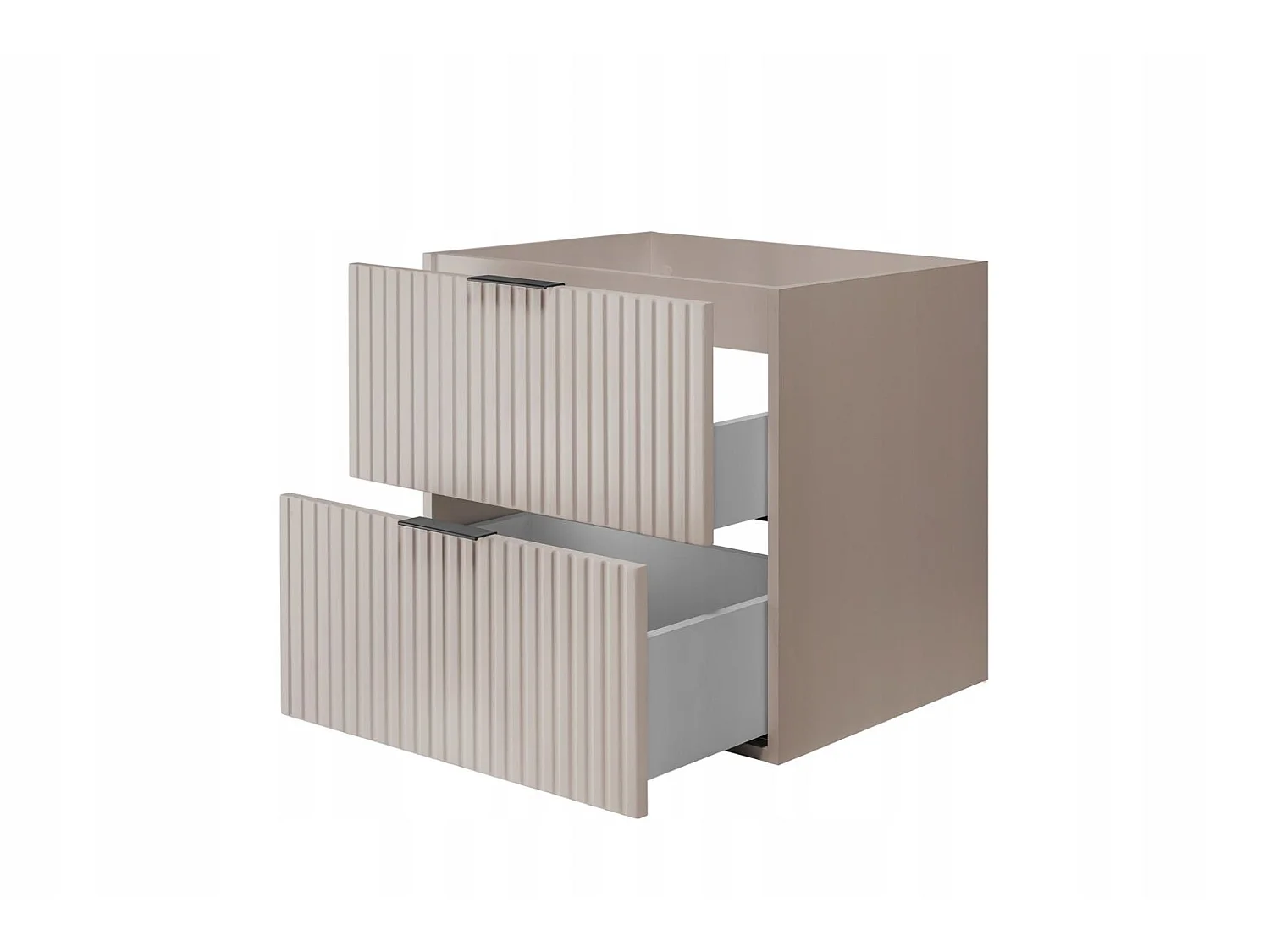 Mueble bajo lavabo 160cm - Estriado Beige - encimera y estante Roble – RODAN