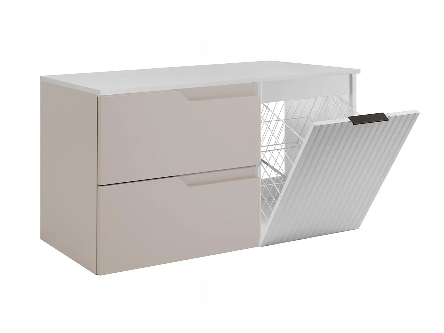 Meuble sous vasque 100cm - avec plan & panier à linge - Cachemire-Blanc – RODAN