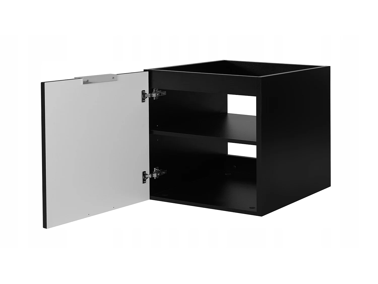 Waschbeckenunterschrank 100cm - Hängend - Geriffelt Schwarz - weiße Platte – RODAN