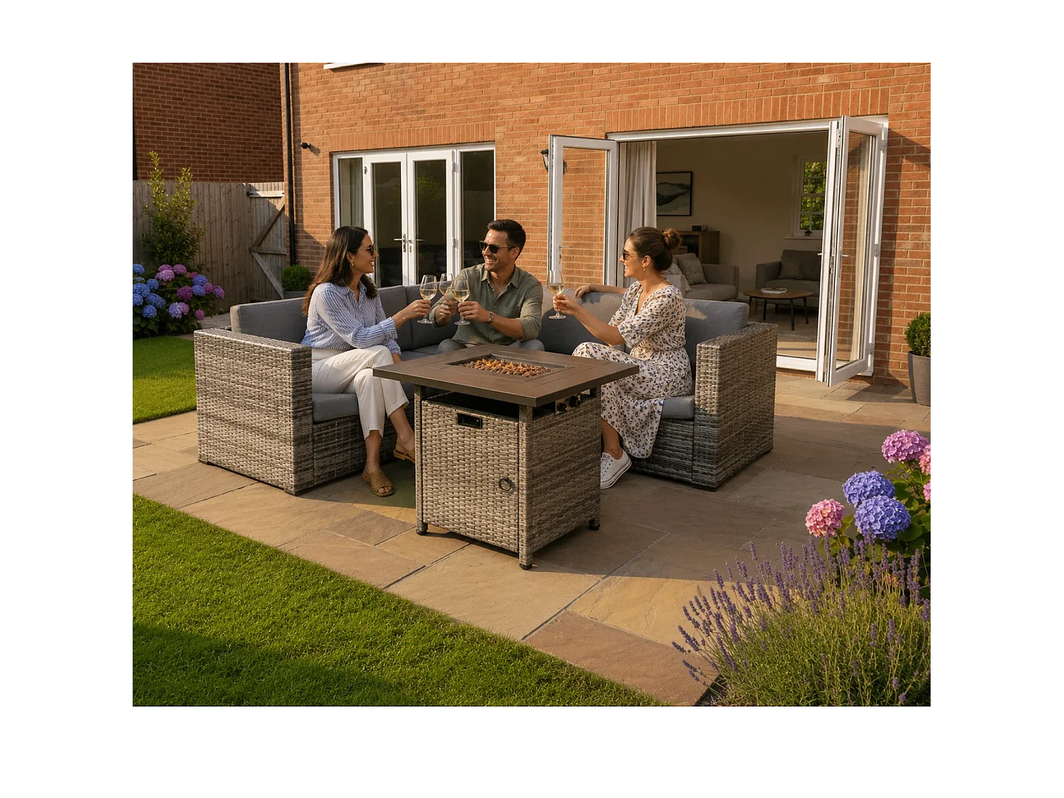 Ascot Fire Pit Garden Set – Grey