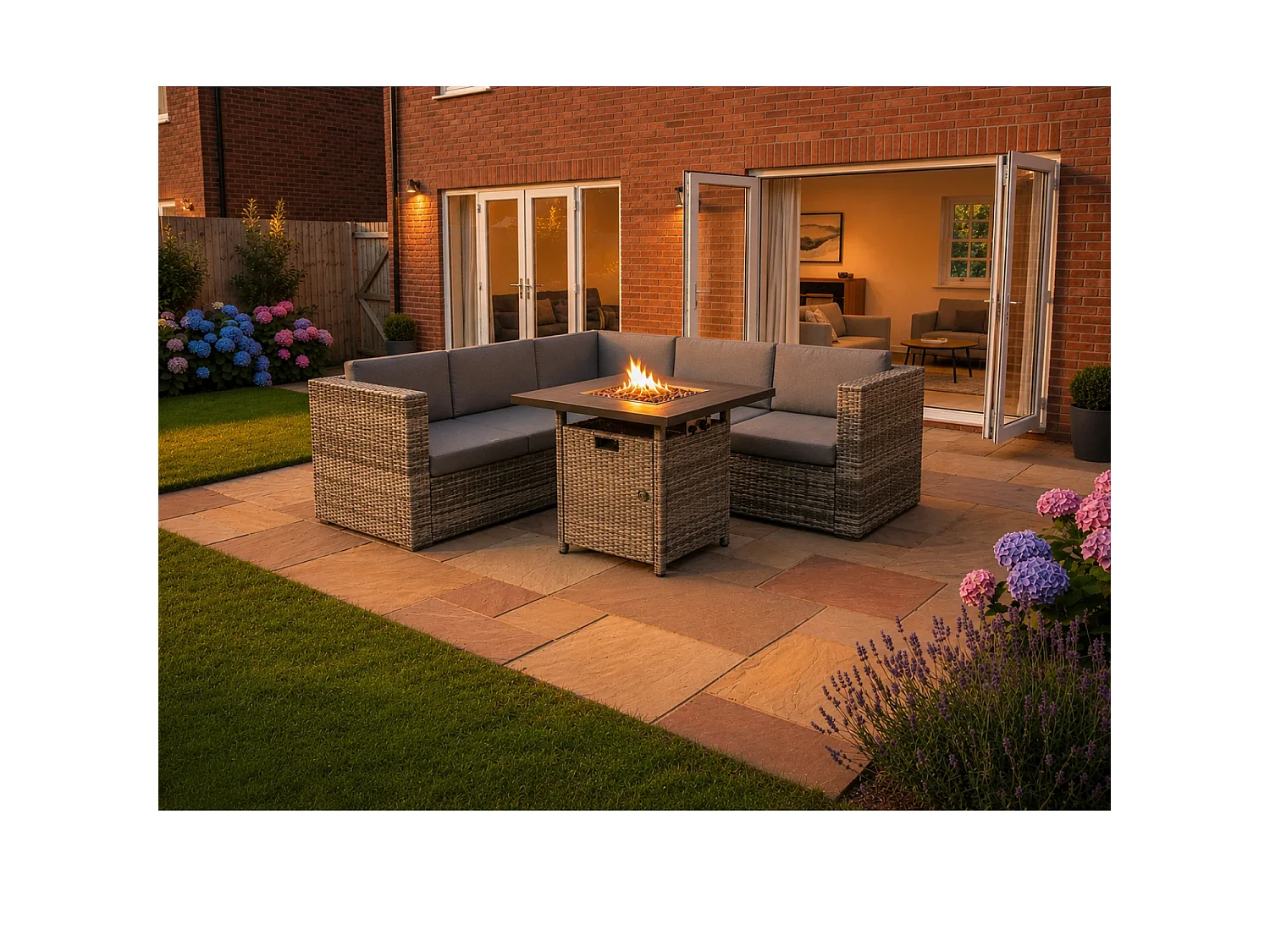 Ascot Fire Pit Garden Set – Grey
