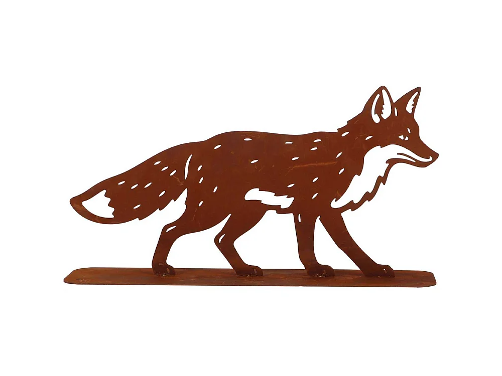 Renard décoratif en métal rouillé