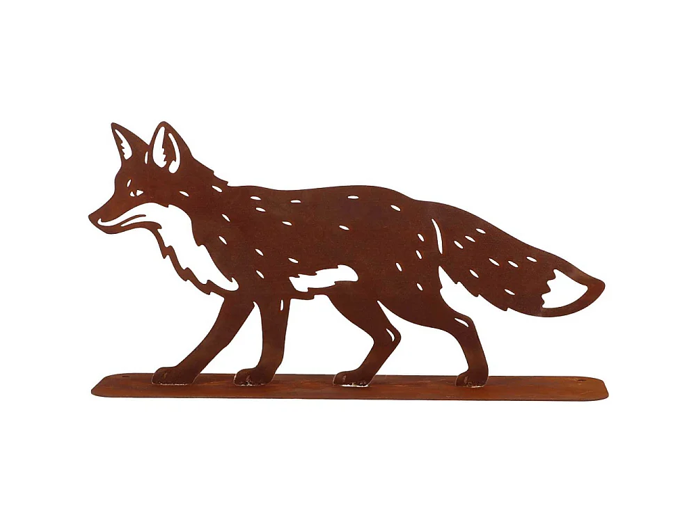 Renard décoratif en métal rouillé