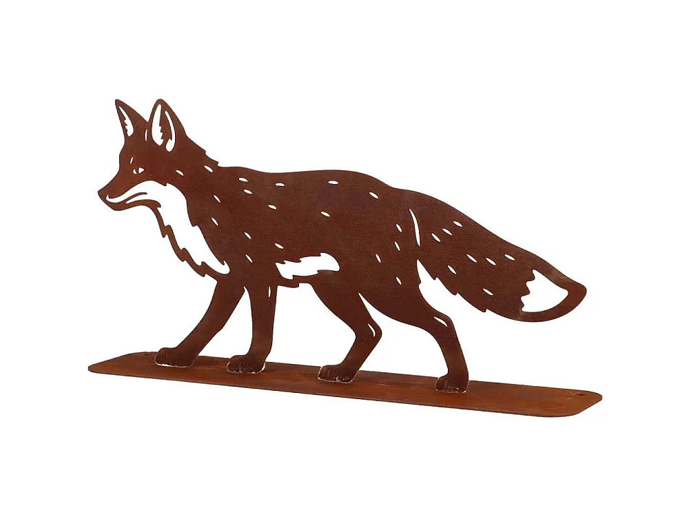 Renard décoratif en métal rouillé