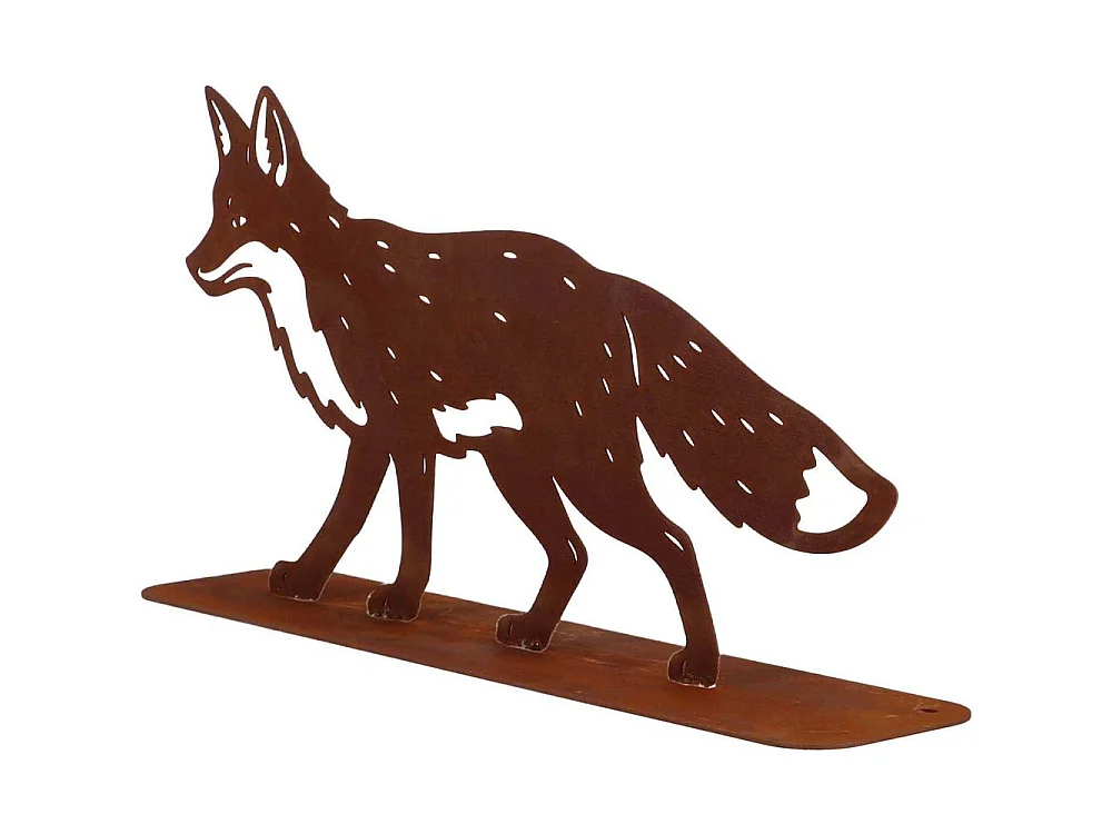 Renard décoratif en métal rouillé
