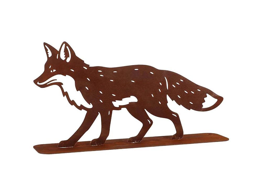 Renard décoratif en métal rouillé