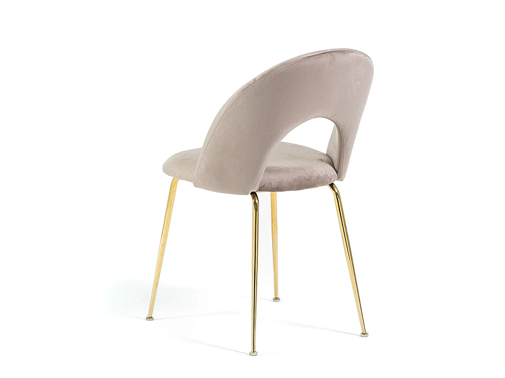 Lot de 2 chaises en velours avec dossier courbé et pieds en métal – design élégant pour cuisine et salle à manger MARGOT/Taupe/Or
