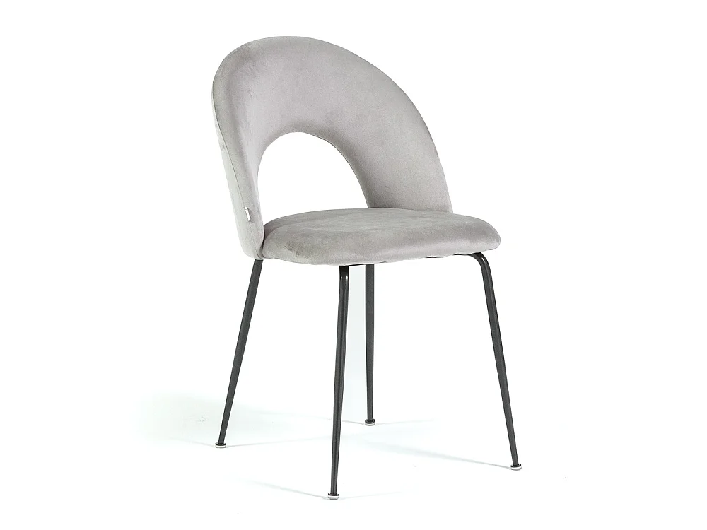 Lot de 2 chaises en velours avec dossier courbé et pieds en métal – design élégant pour cuisine et salle à manger MARGOT/Gris clair/Gris foncé