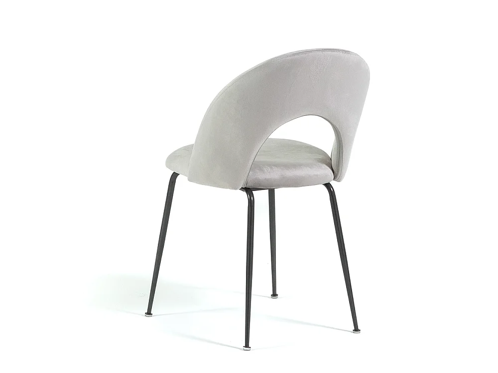 Lot de 2 chaises en velours avec dossier courbé et pieds en métal – design élégant pour cuisine et salle à manger MARGOT/Gris clair/Gris foncé