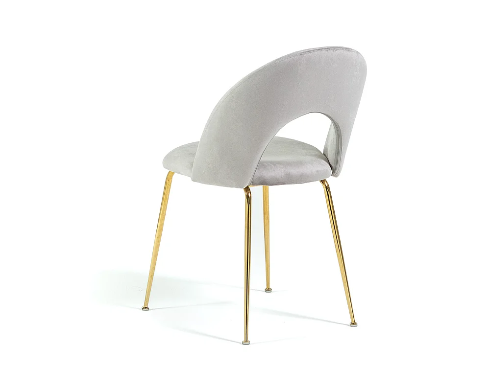 Lot de 2 chaises en velours avec dossier courbé et pieds en métal – design élégant pour cuisine et salle à manger MARGOT/Gris clair/Or