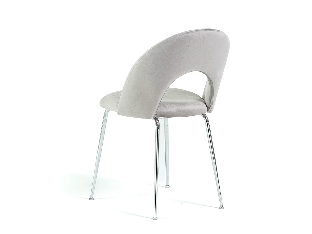 Lot de 2 chaises en velours avec dossier courbé et pieds en métal – design élégant pour cuisine et salle à manger MARGOT/Gris clair/Argent