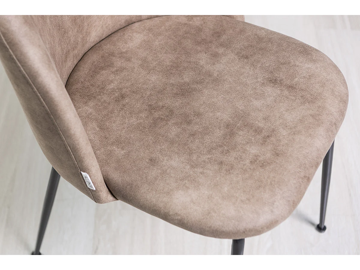 Lot de 2 chaises en similicuir avec pieds en métal, design moderne et élégant pour cuisine, salle à manger, bureau, restaurant SARA/Sable/Gris foncé