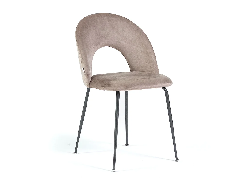 Lot de 2 chaises en velours avec dossier courbé et pieds en métal – design élégant pour cuisine et salle à manger MARGOT/Taupe/Gris foncé
