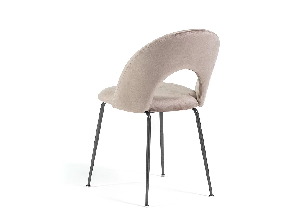 Lot de 2 chaises en velours avec dossier courbé et pieds en métal – design élégant pour cuisine et salle à manger MARGOT/Taupe/Gris foncé
