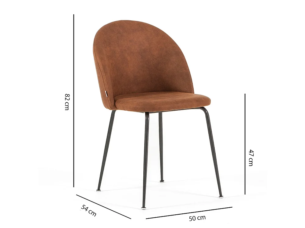 Lot de 2 chaises en similicuir avec pieds en métal, design moderne et élégant pour cuisine, salle à manger, bureau, restaurant SARA/Terracotta/Gris foncé