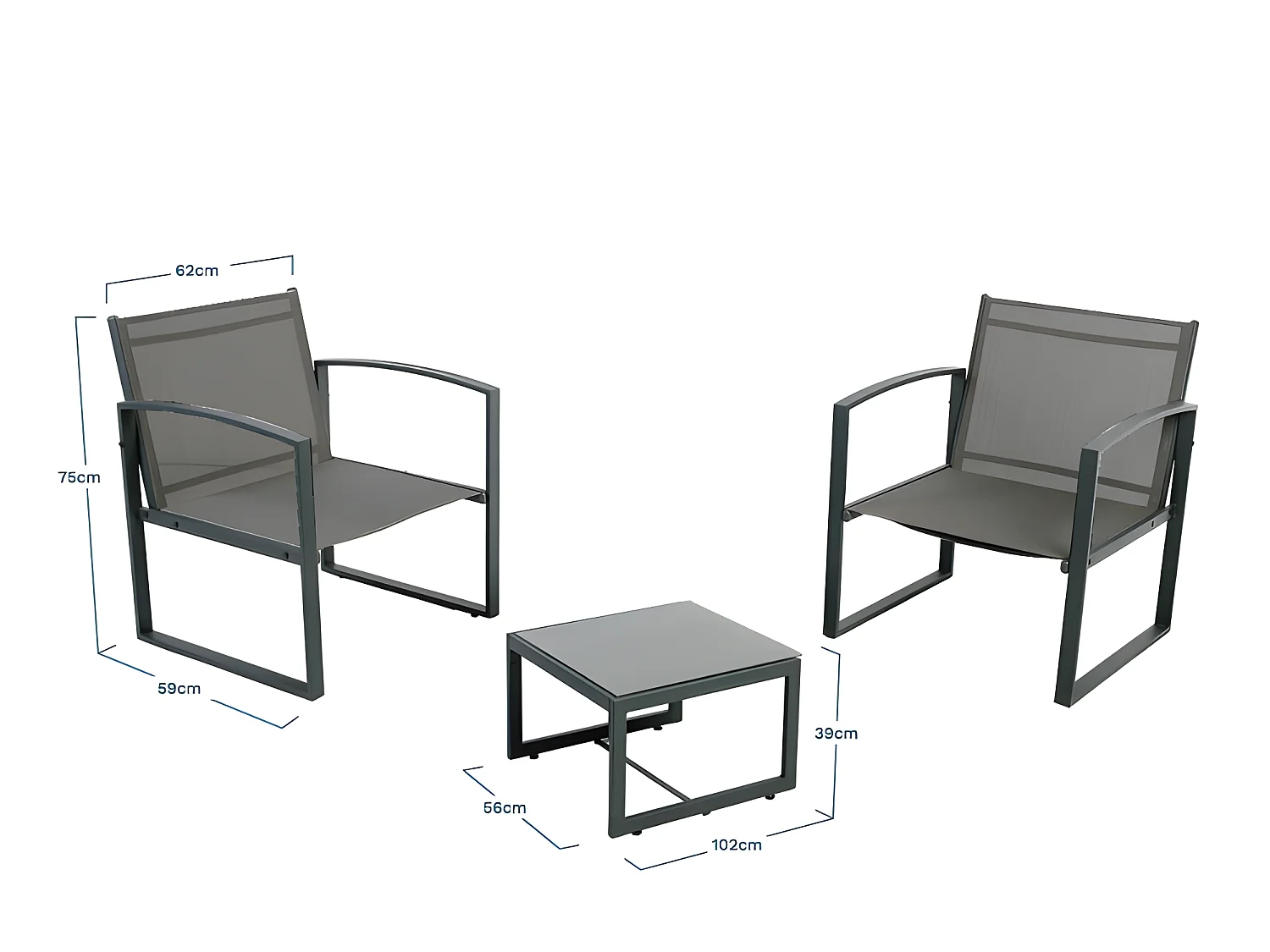 Set Balcon Jakarta Texaline Gris Anthracite