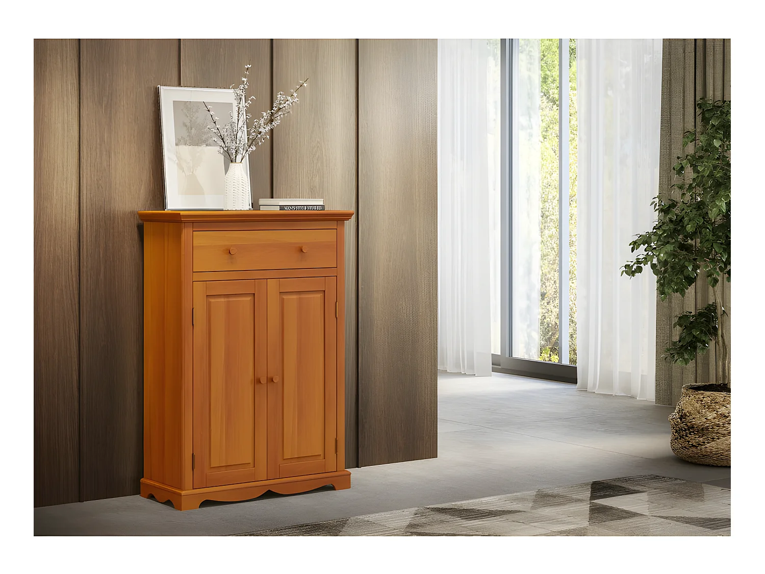 Buffet Le Parisien Charme Pin Miel 2 Portes 1 Tiroir