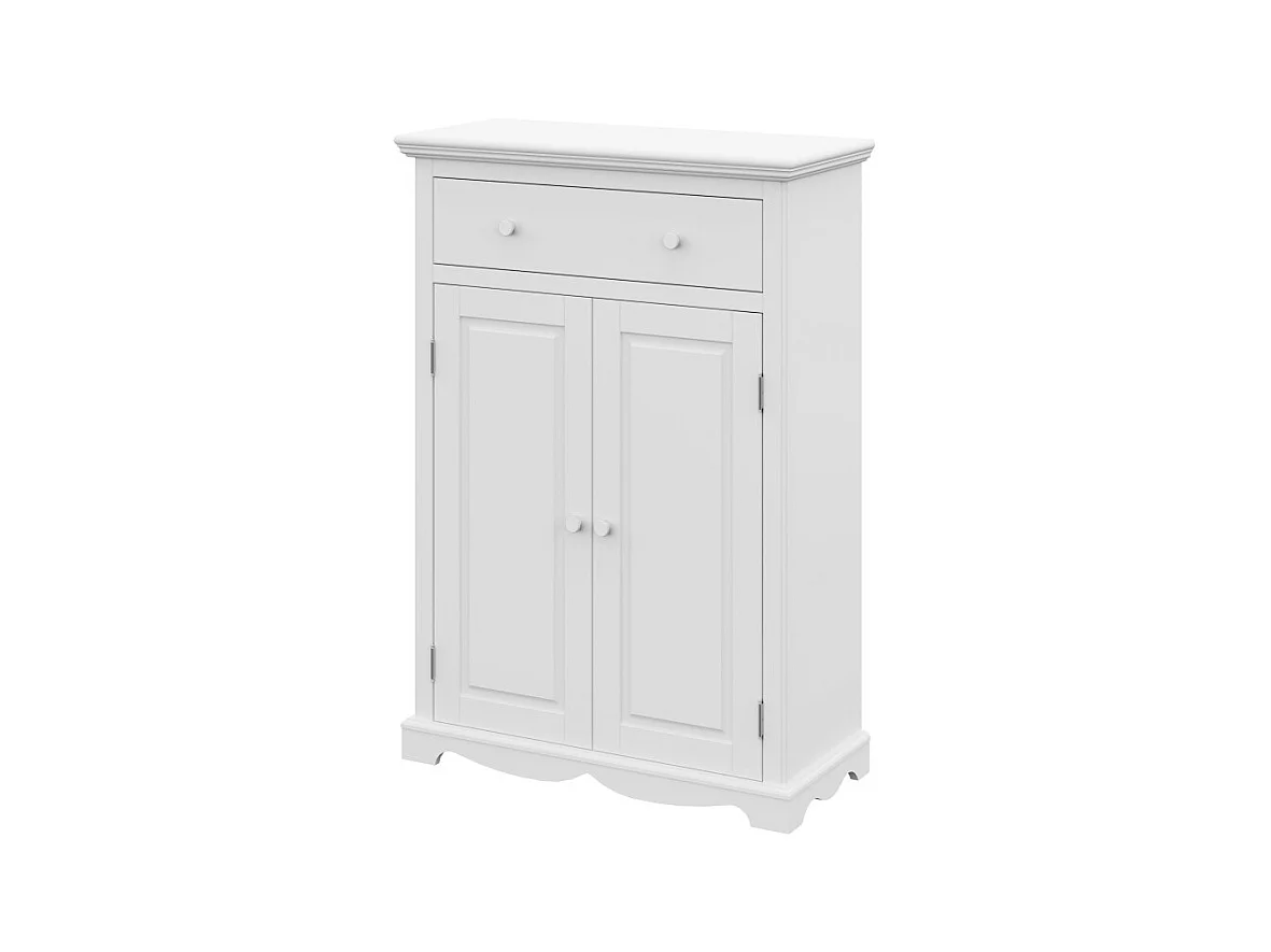 Buffet Le Parisien Charme Blanc 2 Portes 1 Tiroir 2 Tablettes 94 x 134 x 42 cm
