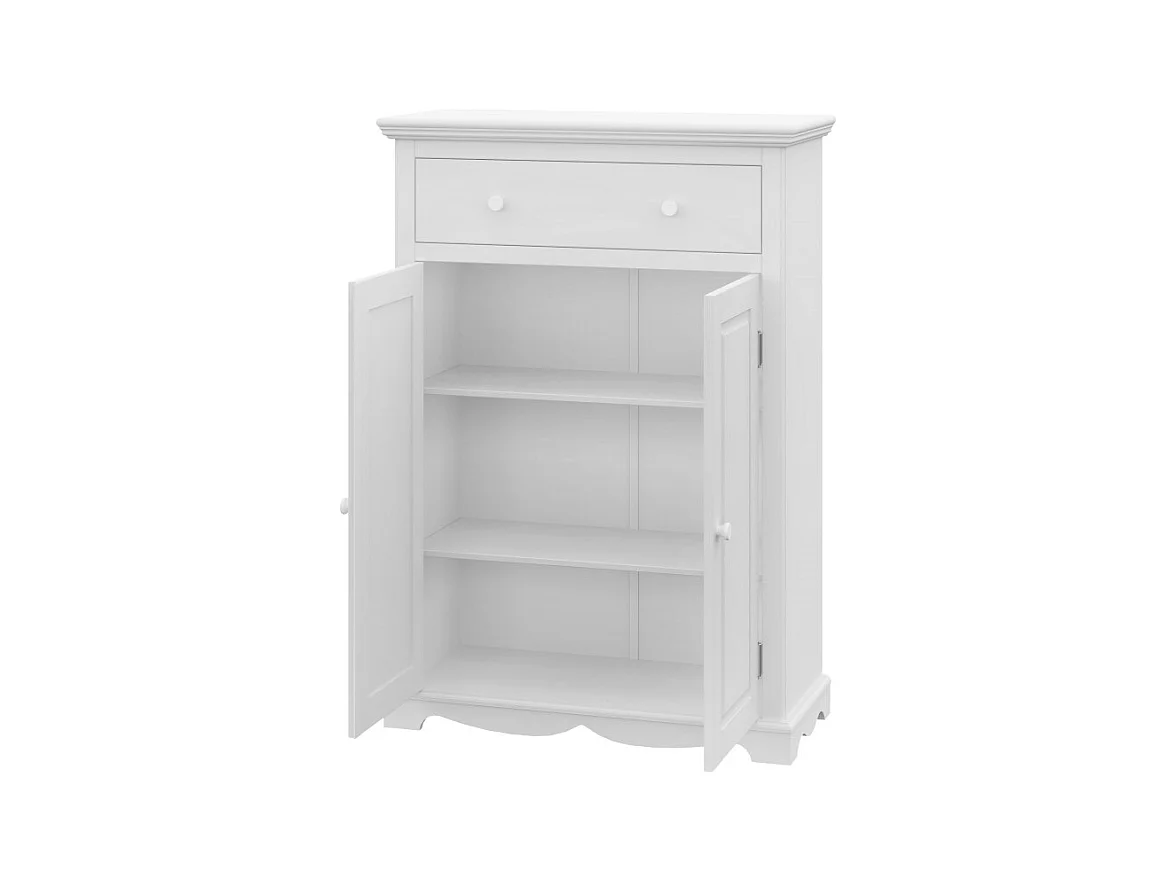 Buffet Le Parisien Charme Blanc 2 Portes 1 Tiroir 2 Tablettes 94 x 134 x 42 cm