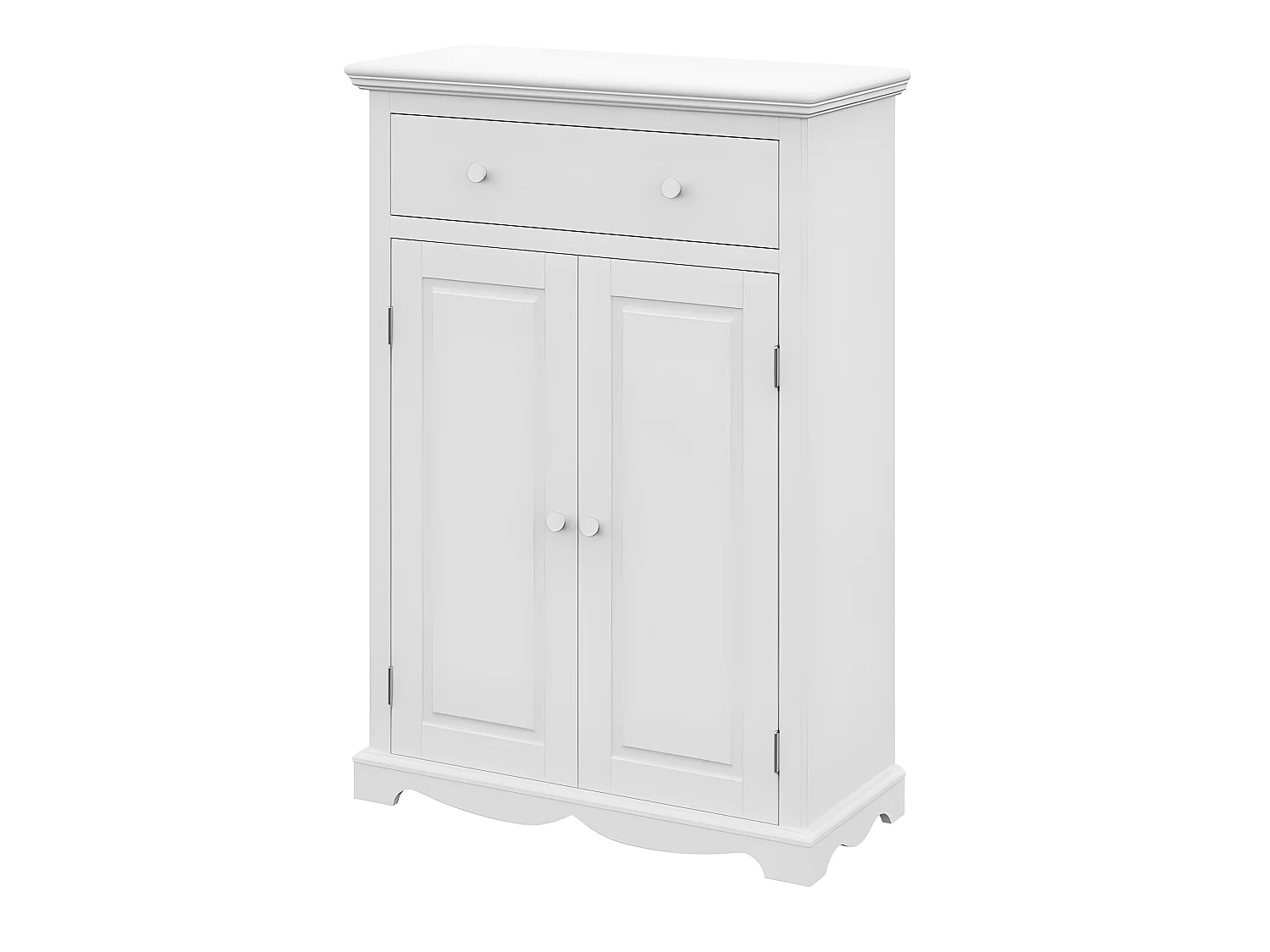 Buffet Le Parisien Charme Blanc 2 Portes 1 Tiroir 2 Tablettes 94 x 134 x 42 cm