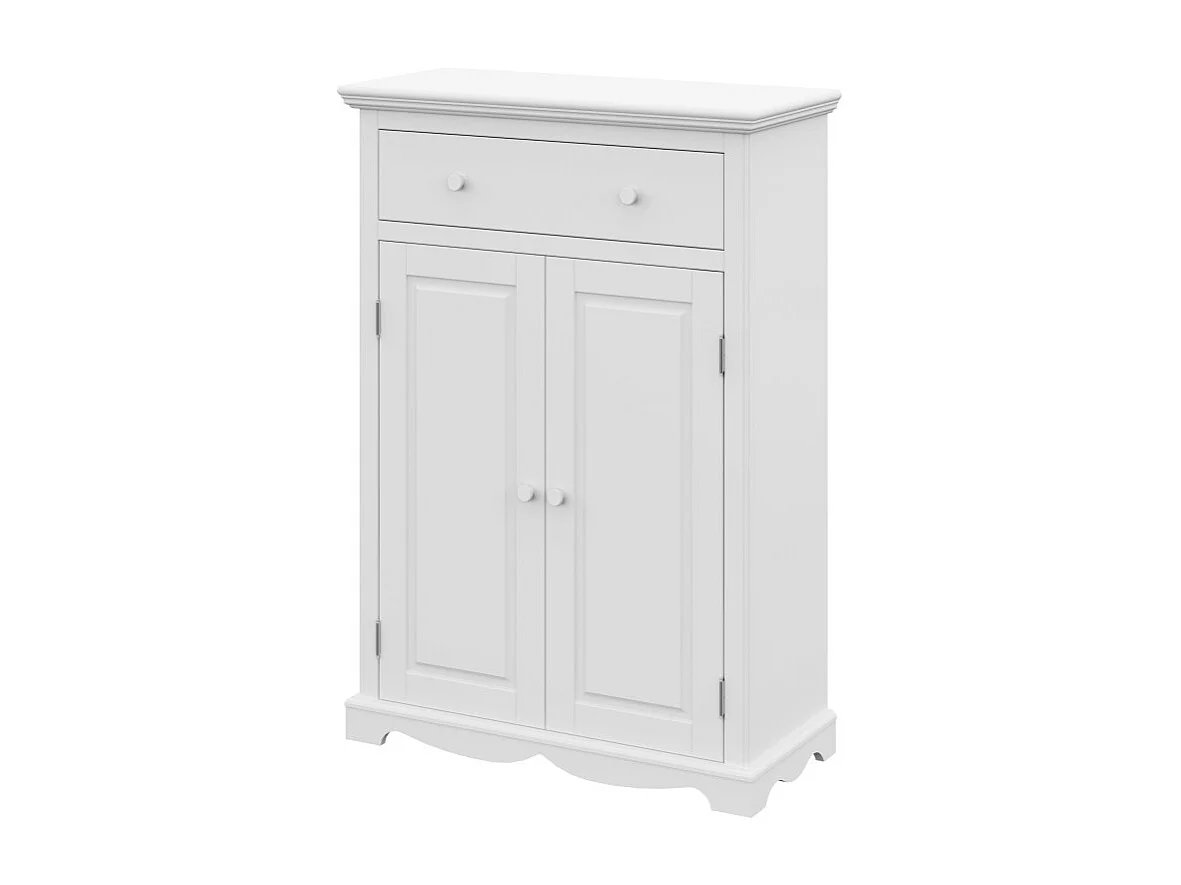 Buffet Le Parisien Charme Blanc 2 Portes 1 Tiroir 2 Tablettes 94 x 134 x 42 cm