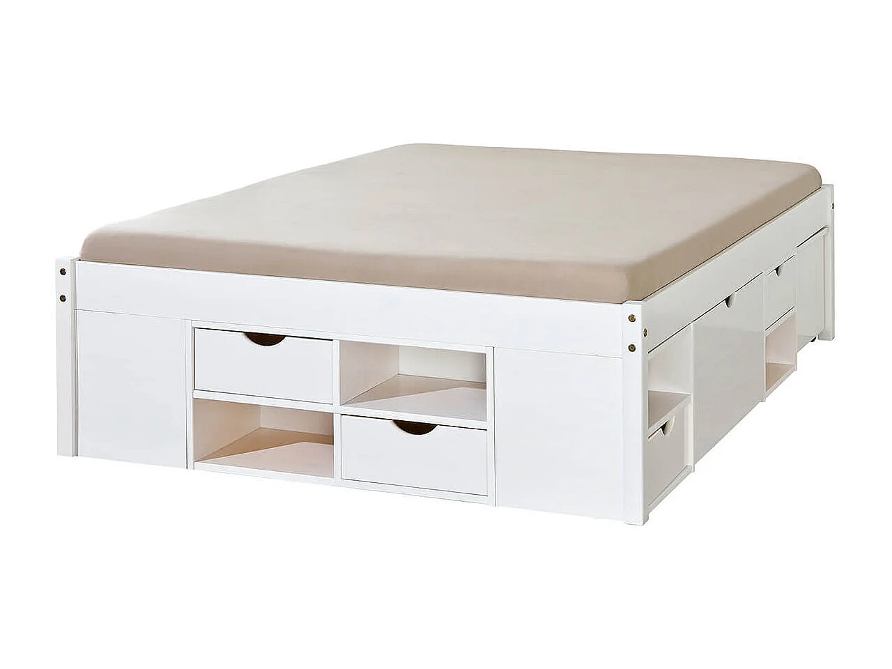 ALASKA - Lit 180x200cm multi-rangement Vernis Blanc