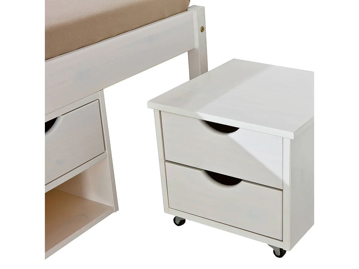 ALASKA - Lit 180x200cm multi-rangement Vernis Blanc