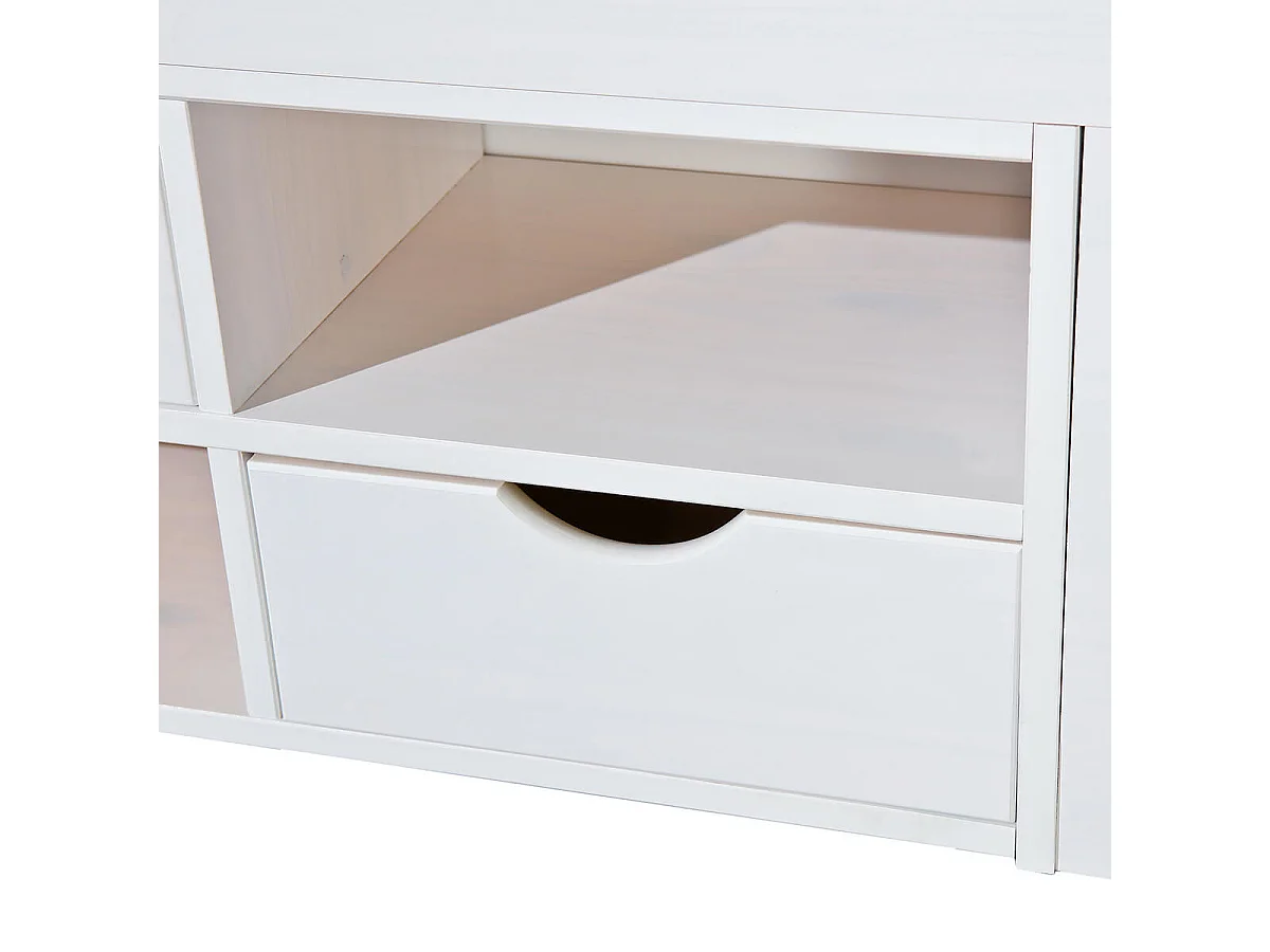 ALASKA - Lit 140x190cm multi-rangement Vernis Blanc