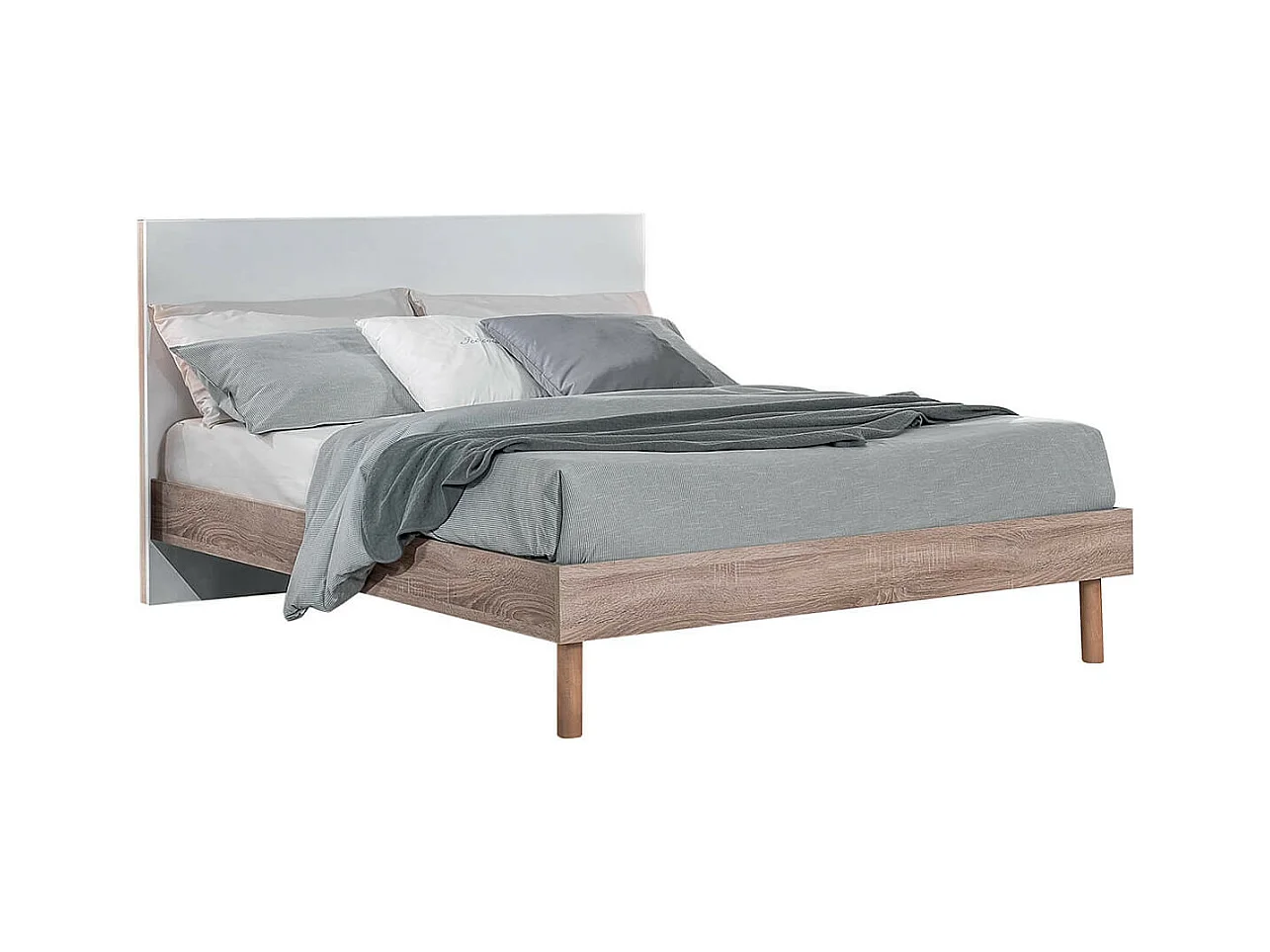 PREEM - Lit 160x200cm avec Tête de Lit Blanche