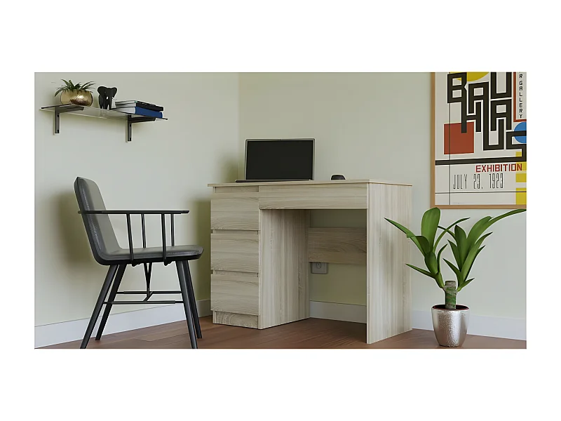 MESO - Escritorio izquierdo despacho/habitación juvenil estilo moderno - 98x51x76 - 4 cajones