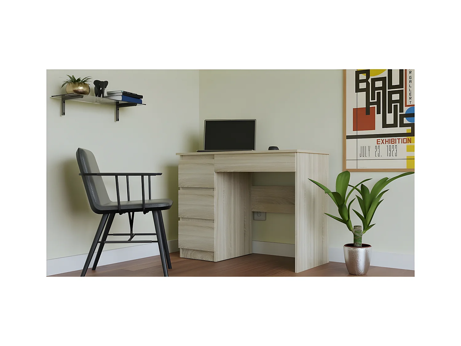 MESO - Scrivania moderna sinistra per ufficio/camera ragazzi - 98x51x76 - 4 cassetti