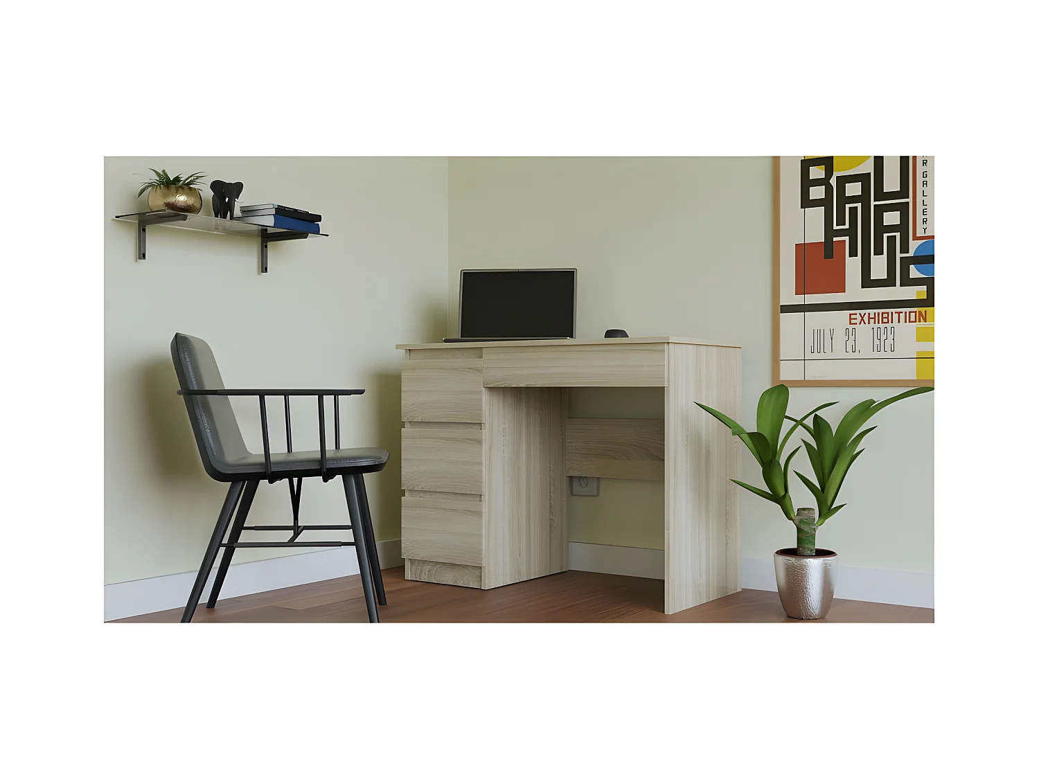 MESO - Scrivania moderna sinistra per ufficio/camera ragazzi - 98x51x76 - 4 cassetti