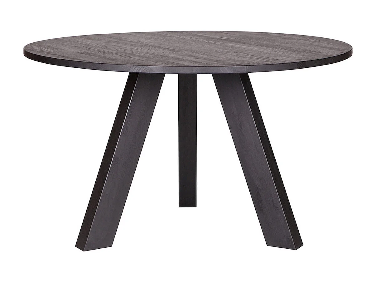RHONDA - Table repas ronde en bois de chêne noir 129 cm