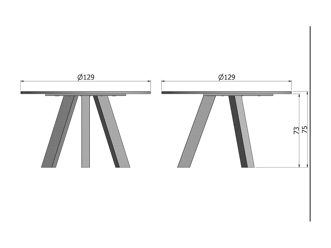 RHONDA - Table repas ronde en bois de chêne noir 129 cm