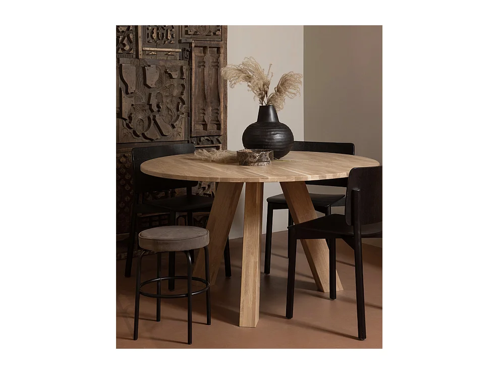 RHONDA - Table à manger ronde en chêne clair
