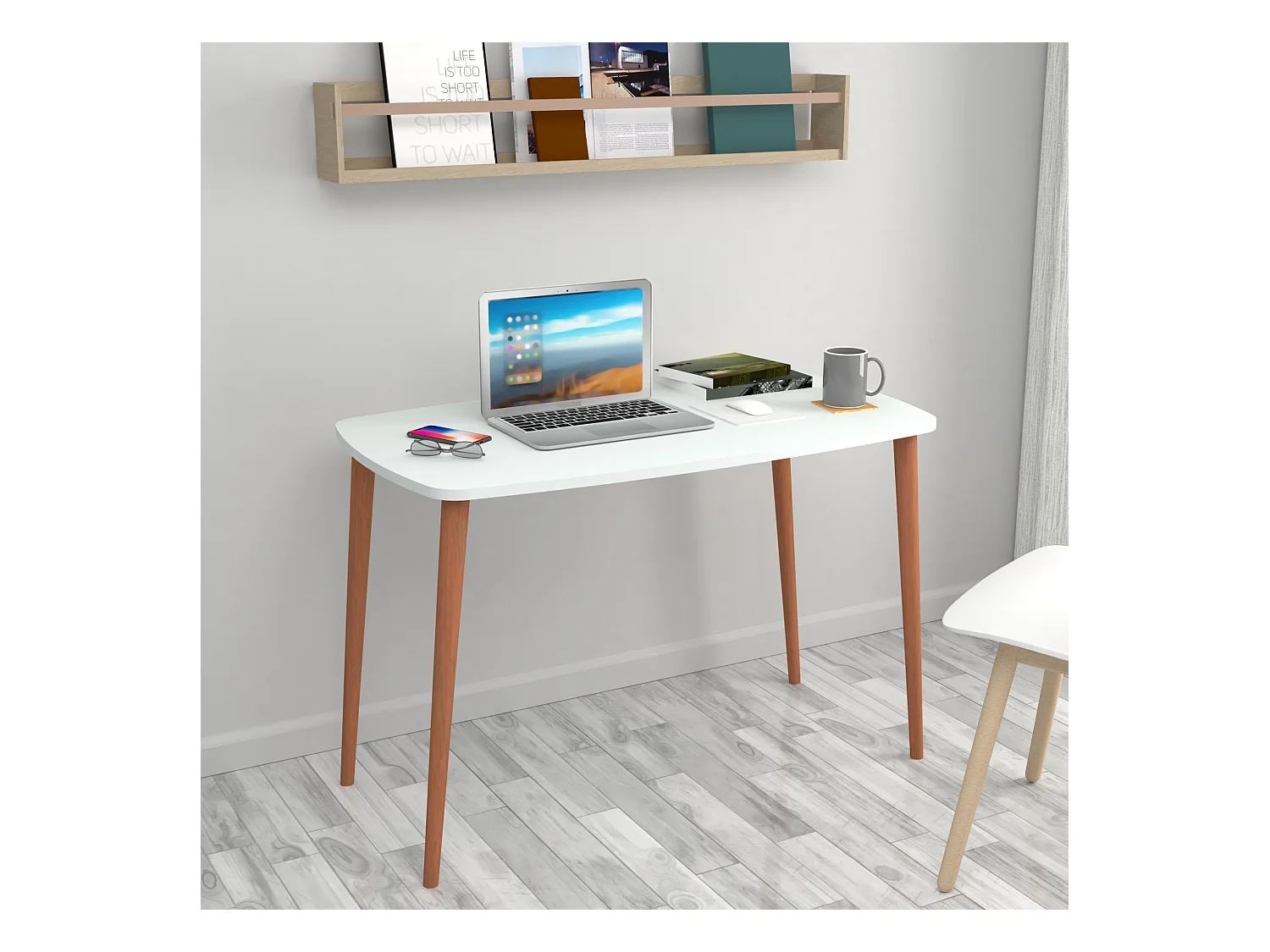 Bureau Kongsberg 70 x 105 x 60 cm blanc [en.casa]