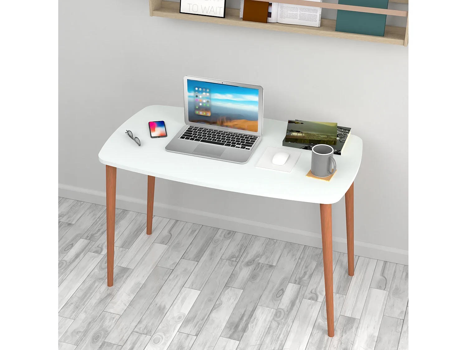 Bureau Kongsberg 70 x 105 x 60 cm blanc [en.casa]