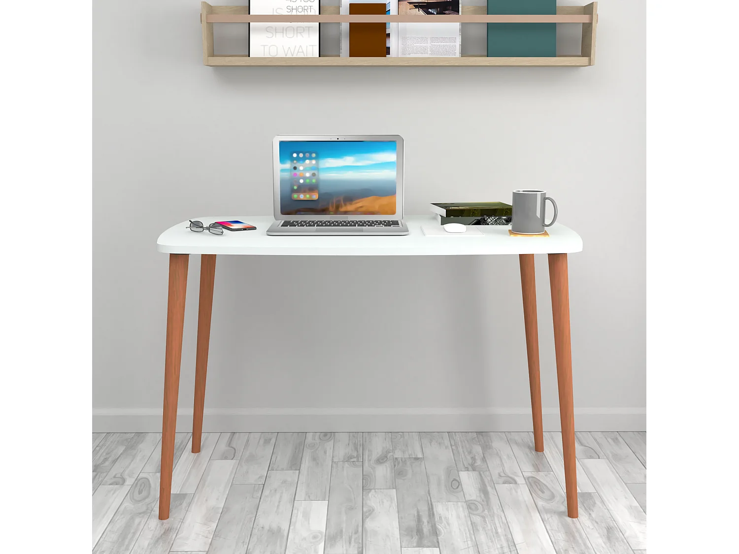 Bureau Kongsberg 70 x 105 x 60 cm blanc [en.casa]