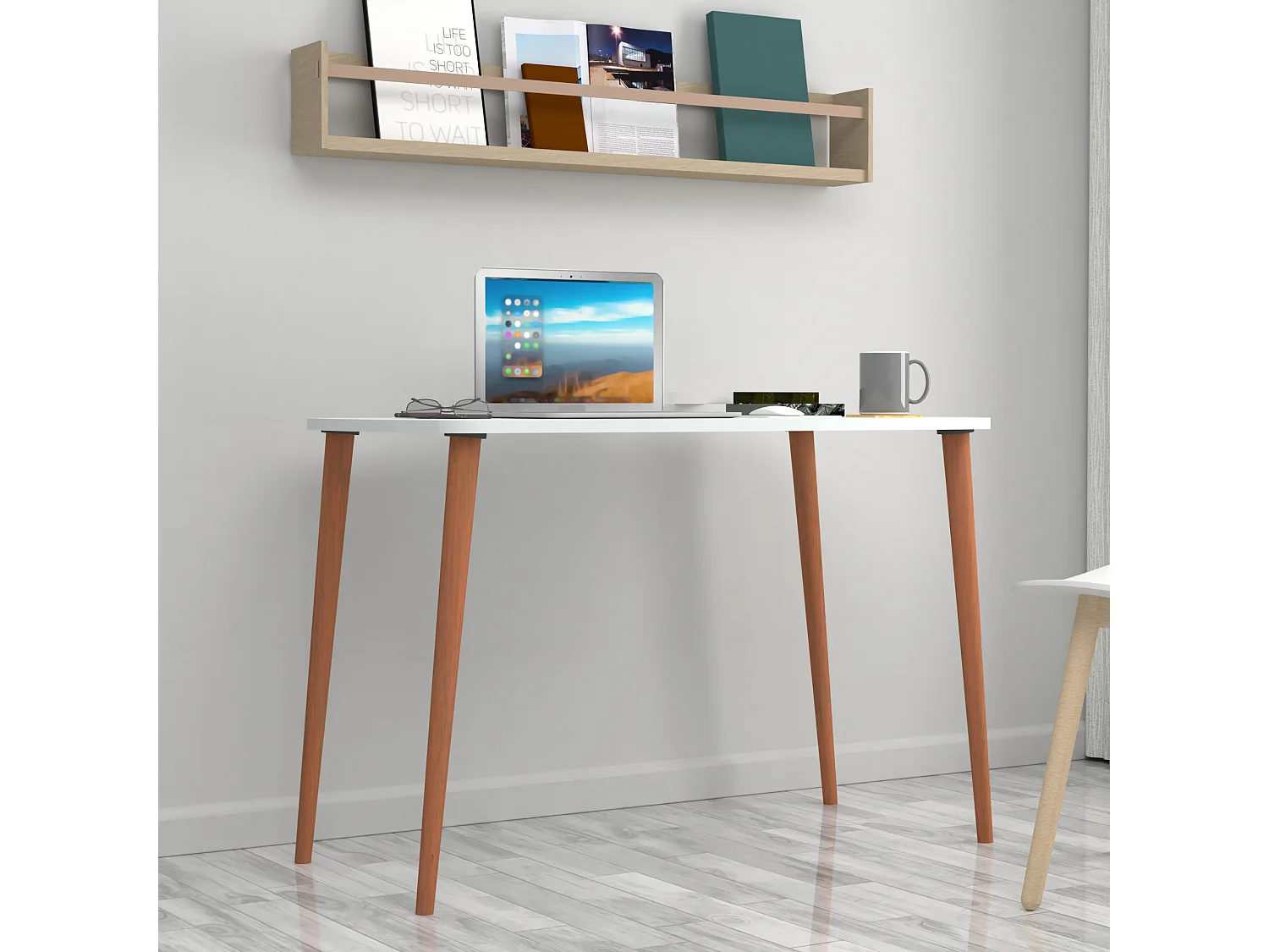 Bureau Kongsberg 70 x 105 x 60 cm blanc [en.casa]