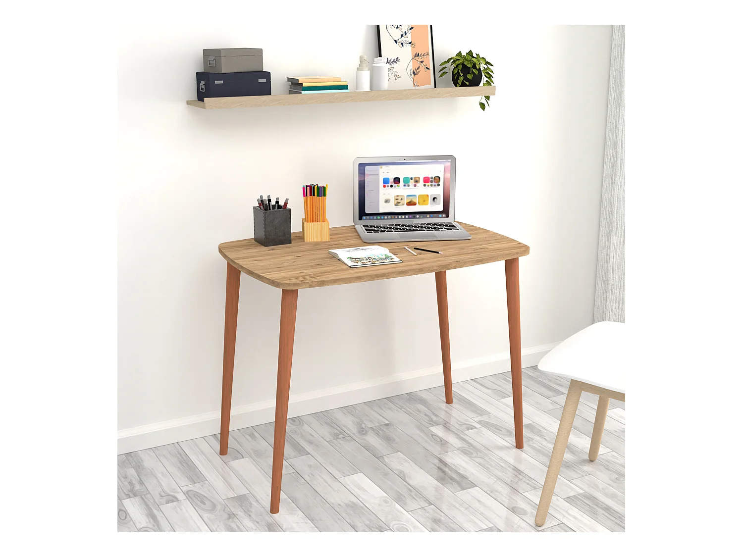 Bureau Kongsberg 70 x 90 x 60 cm effet chêne [en.casa]